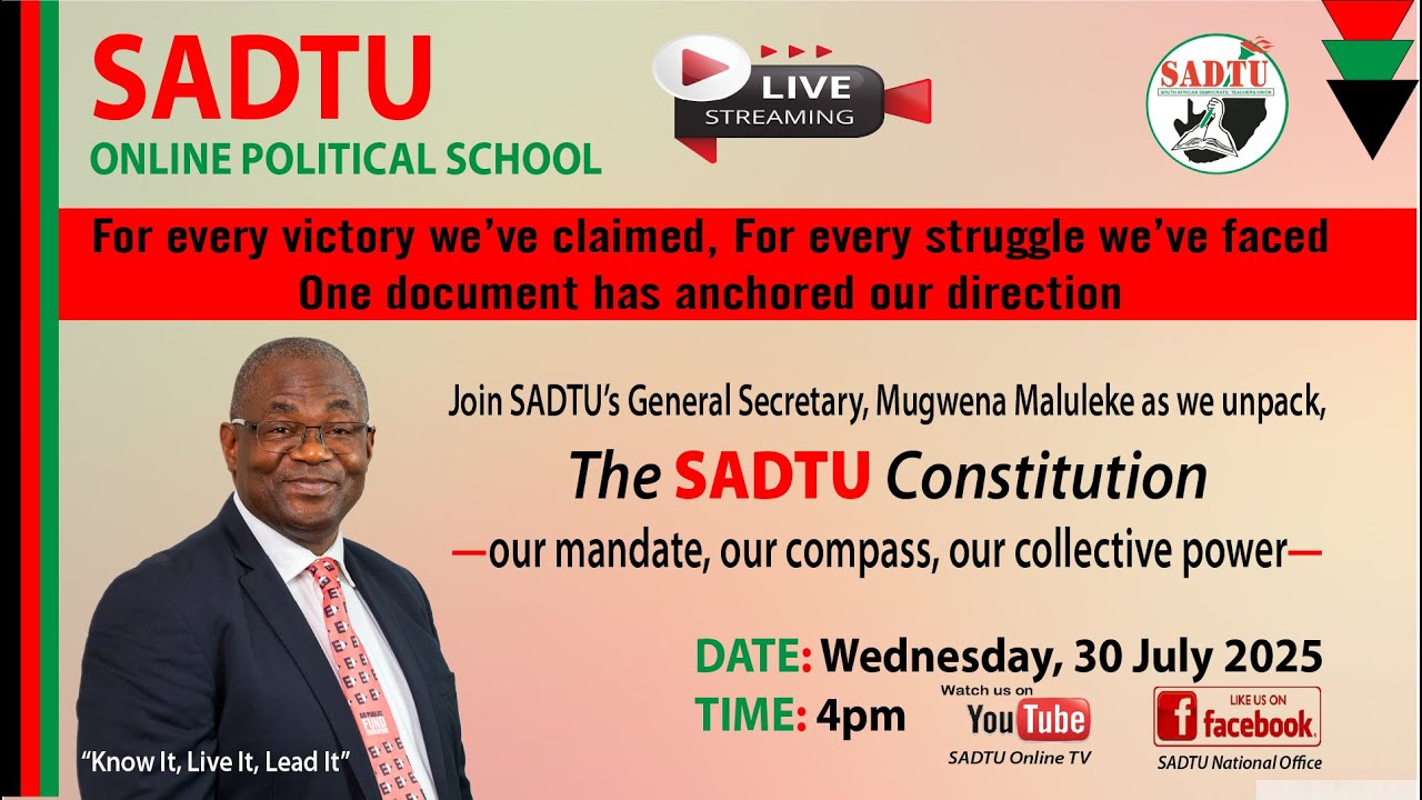Missed it live? Catch-up SADTU ONLINE POLITICAL SCHOOL - EP3 - SADTU CONSTITUTION AND STRUGGLE