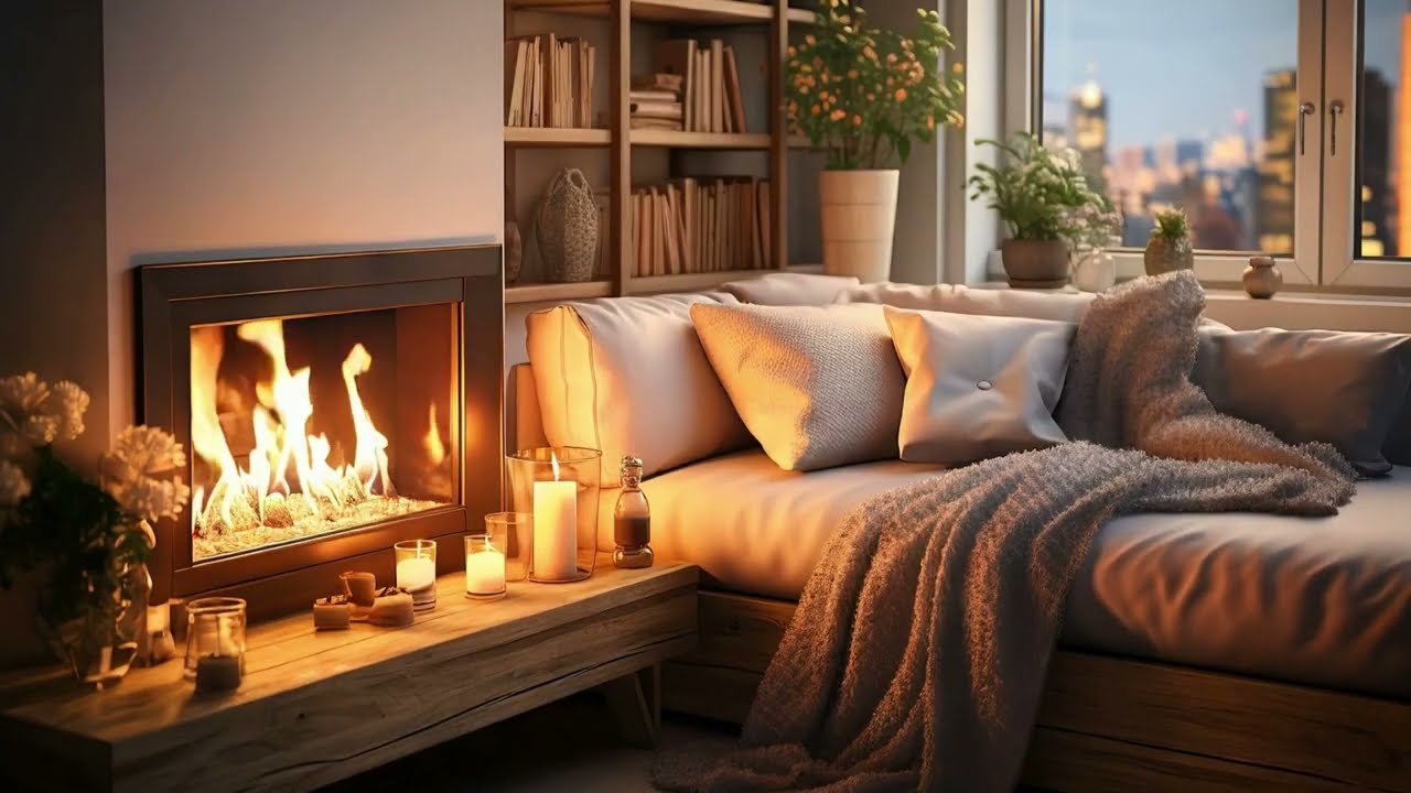 Cozy Fireplace & Lofi Beats for Relaxation| Candles & Soft Sofa Vibes for Deep Focus & Chill (3HRs)