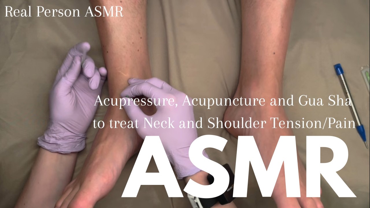 Acupuncture for Neck and Shoulder Tension ft. Tom | Real Person ASMR | Soft Spoken + Spa Music 🧡🩵