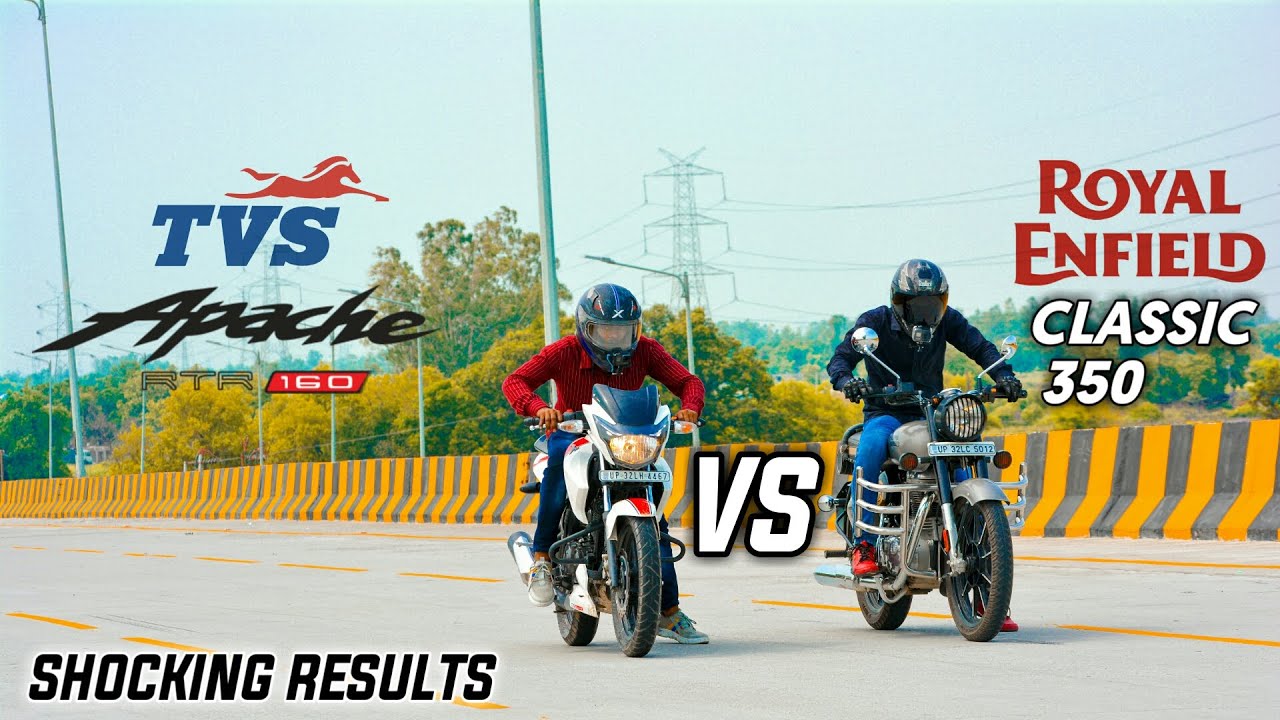 ROYAL ENFIELD CLASSIC 350 Vs APACHE RTR 160 2V | RACE TILL THEIR POTENTIAL | SHOCKING RESULTS