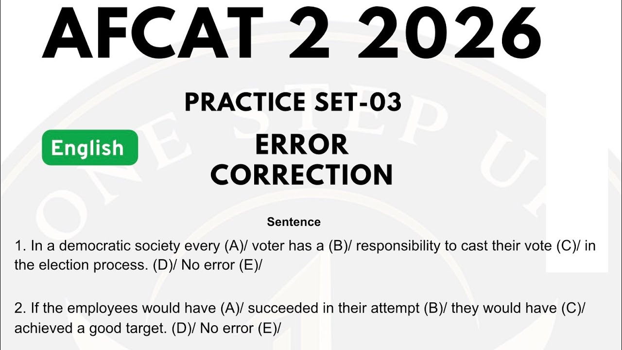 Most important Error detection Practice set -03  Part-1 for AFCAT 2 2026 