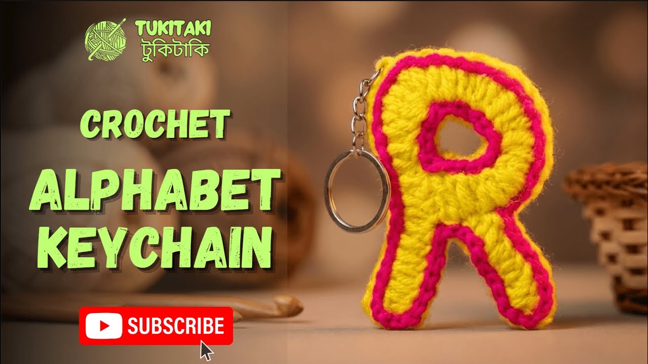 How to Crochet Letter R Keychain | Alphabet Keychain Tutorial for Beginners | #tukitakicrochet