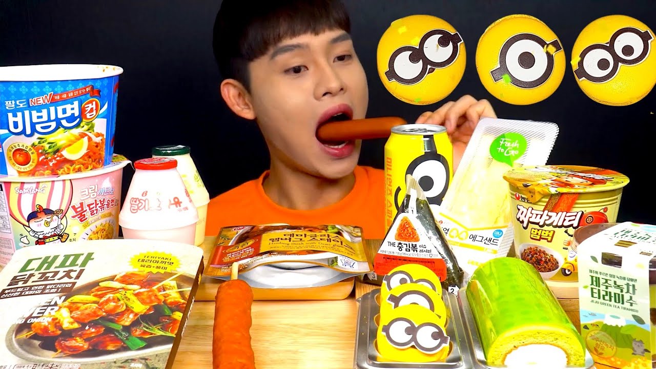 ASMR 편의점음식🍱 라면 삼각김밥 소시지 샌드위치 마카롱 티라미수 먹방~! Convenience Store Food Noodle Kimbab Sausage MuKBang~!!