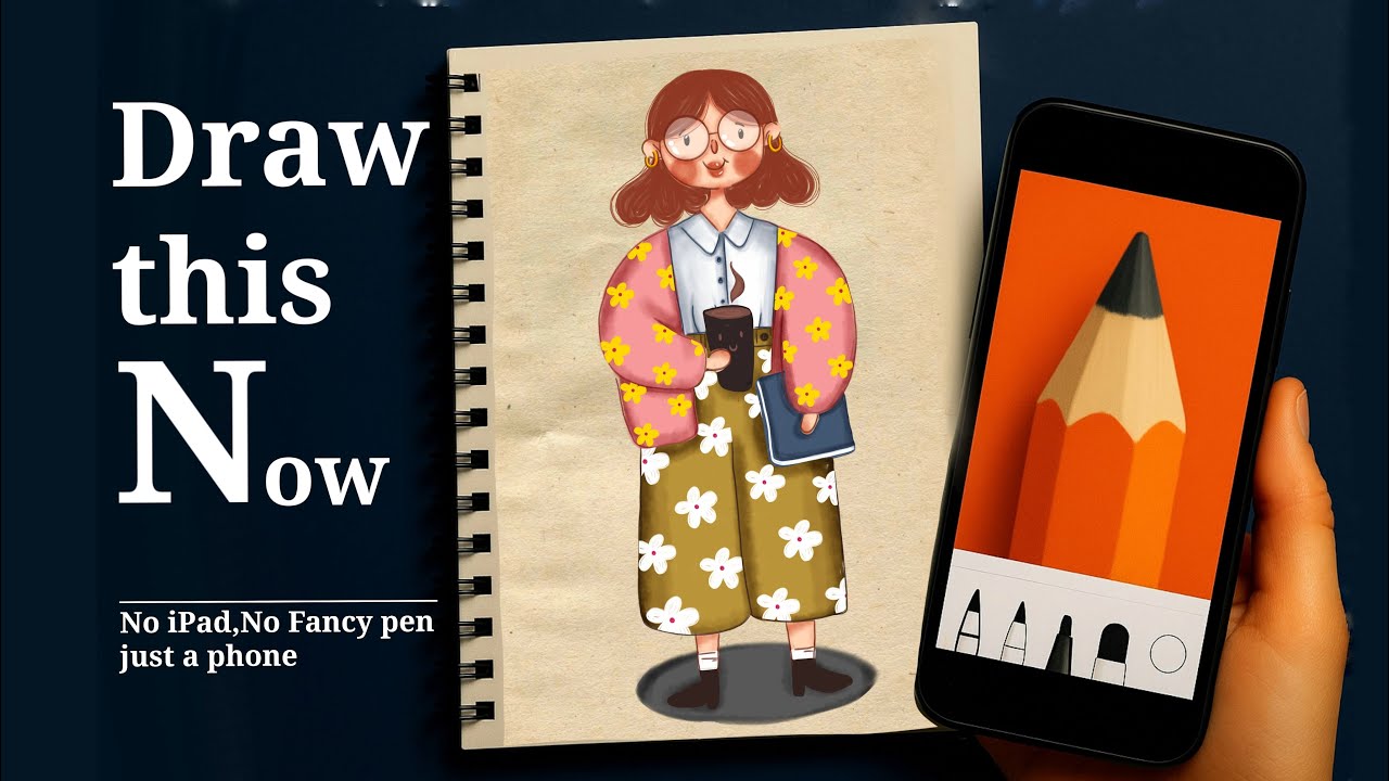 How to Draw on Your Phone (Sketchbook App) | Paper Texture & Easy Glasses Tutorial