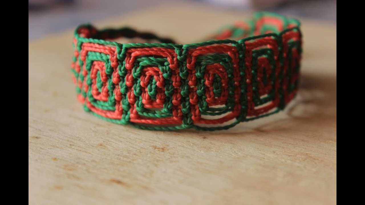 tutorial como hacer una pulsera macrame cuadrados