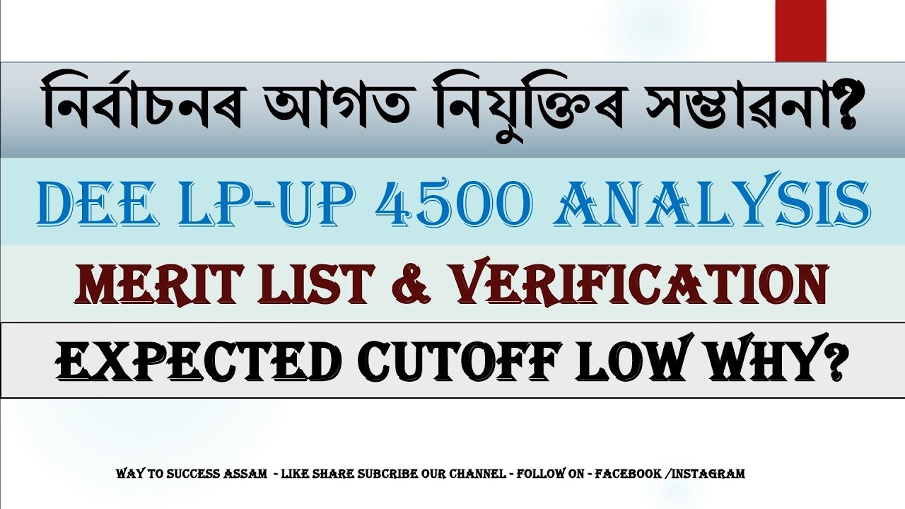 DEE LP-UP 4500 Post Verification Merit list Cutoff Analysis & Appointment in February Possibility 
