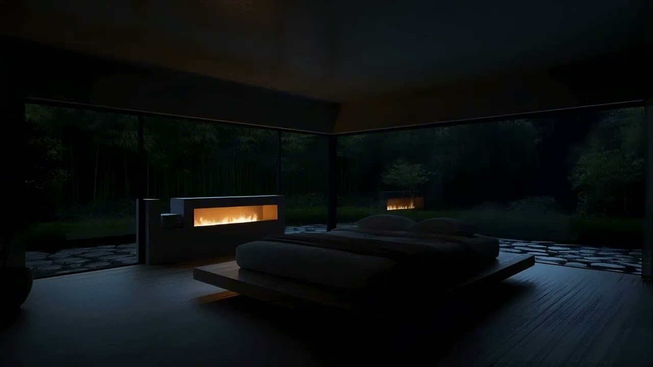 Rainy Sounds in Dark Bedroom (No Ads) | Ambiance for Study,Focus, and Meditate