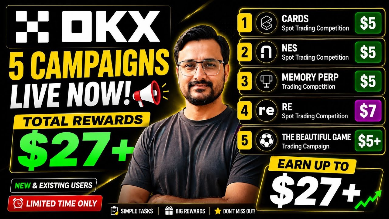 OKX 5 New User Campaigns Live 🔥 Earn Up To $27 Rewards | Step By Step Guide #okxcampaign 