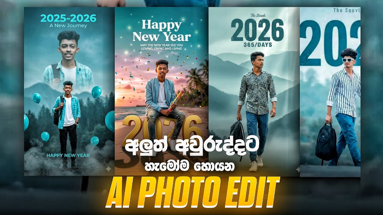 Happy New Year 2026 AI Photo Editing | Gemini AI Photo Generator Sinhala 🔥 [CC]