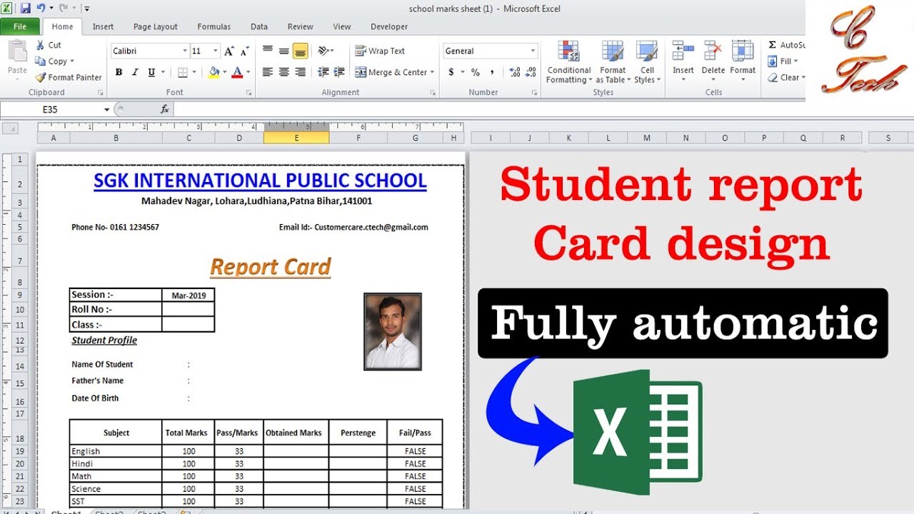 How to create school Marksheet in Microsoft excel