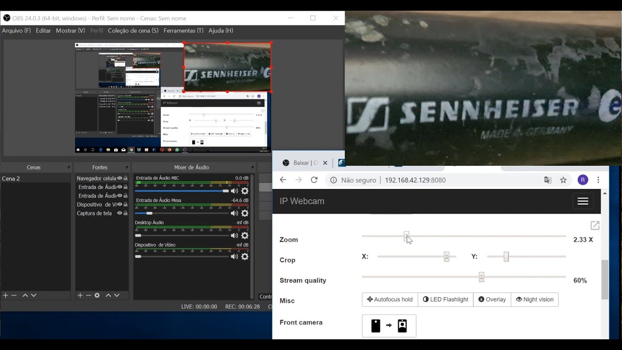 Transmissão de Culto ao Vivo com Ui24r + OBS + Celular