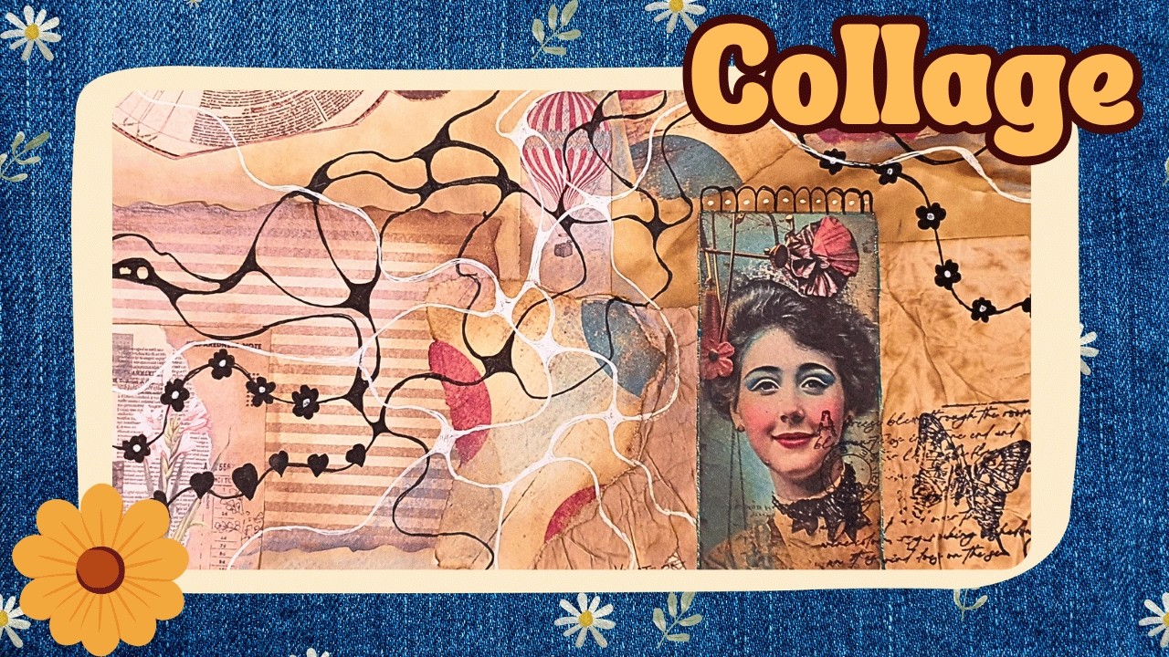 Vintage Collage with Neurographic Lines | Relaxing Art Process