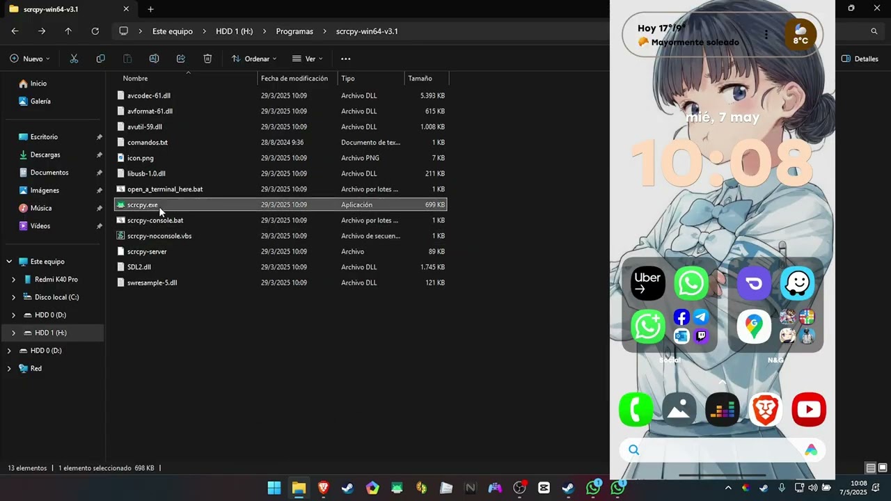 COMO VER TU ANDROID DESDE PC POR CABLE O WI-FI 2025 SCRCPY v3.2