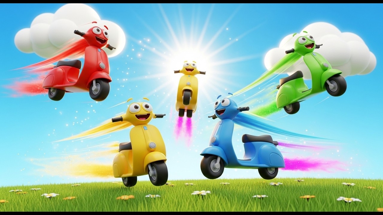 Four Little Toy Scooters Zip Zip Zip | Fun Transportation Song & Counting Rhyme