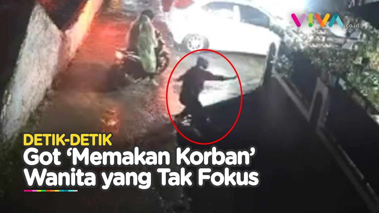 Fix Malu! Detik-Detik Wanita Hilang Fokus Saat Melangkah, Auto Kecebur Got