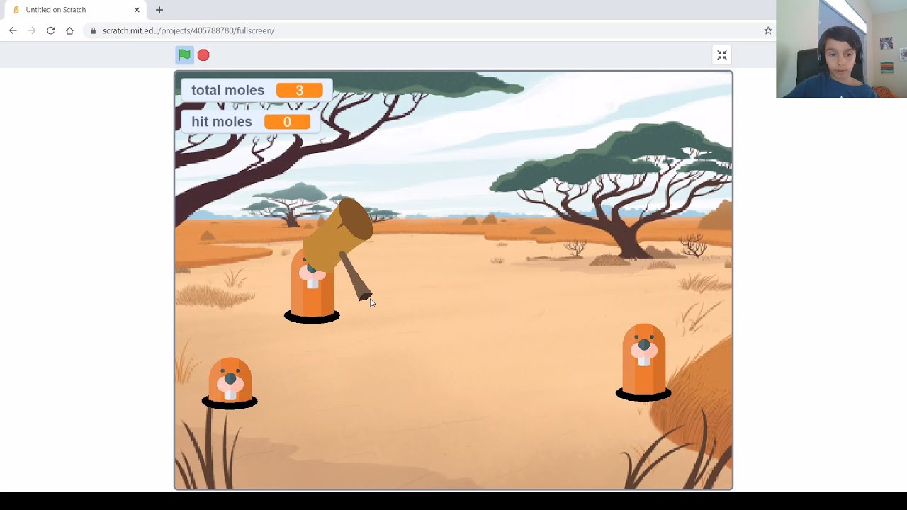 Game #5. Scratch Tutorial || Learn Clones and Sprite Animation with a fun game of Whack A Mole