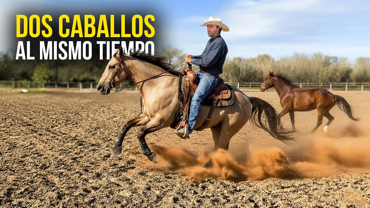 Entrene a DOS CABALLOS al mismo tiempo en una cuadra para que jueguen una carrera…