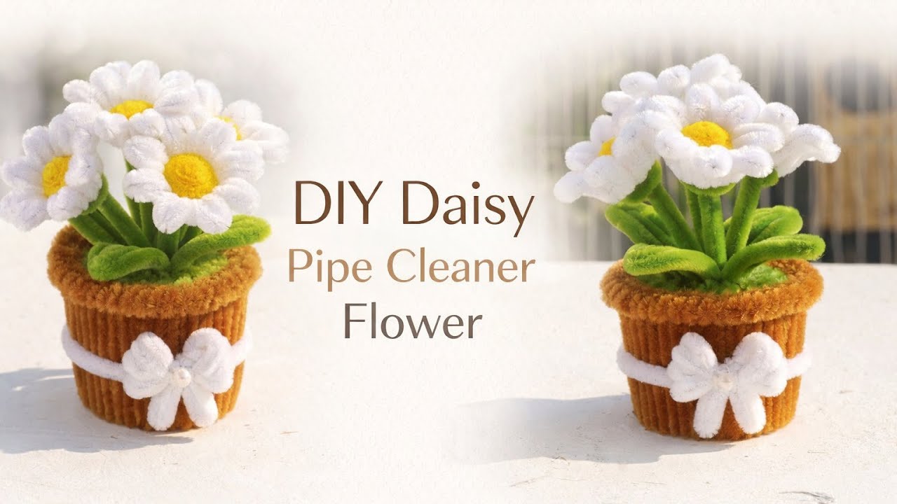 สอนทำดอกเดซี่ลวดกำมะหยี่ | DIY Daisy Pipe Cleaner Flower | デイジーの作り方