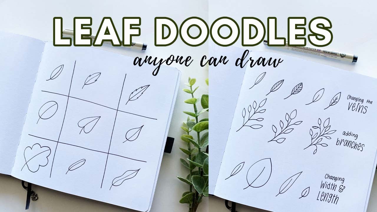 EASY Leaf Doodles ANYONE can draw! - Step by step leaf doodle video! Leaf doodles for beginners