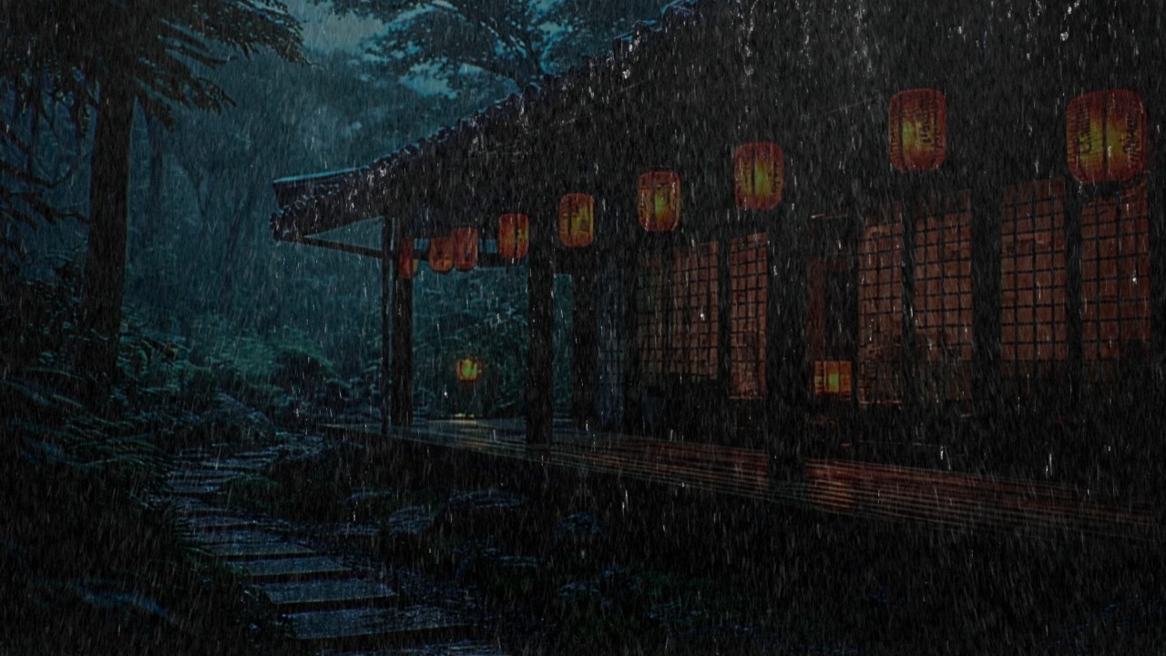 Rain Sounds for Sleeping Thunder & Misty Zen Garden to Cure Insomnia 🏮 (ASMR)