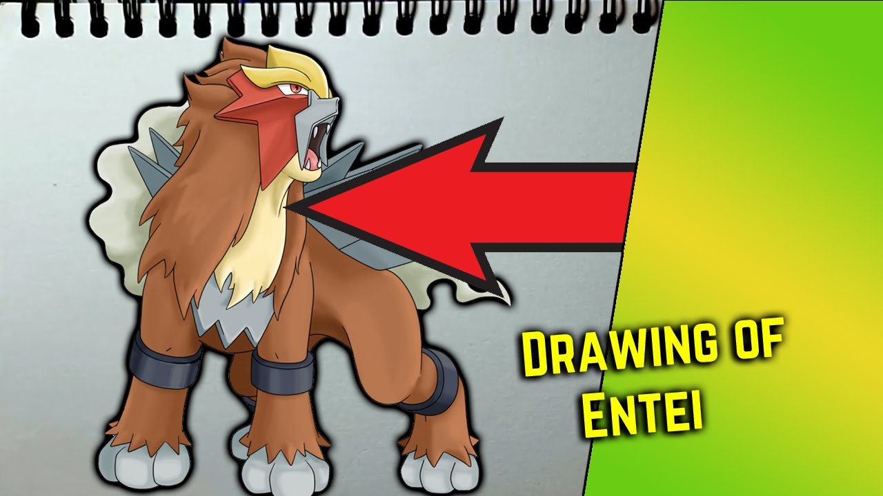 Drawing of Entei. The Great Guardian Lion Dog