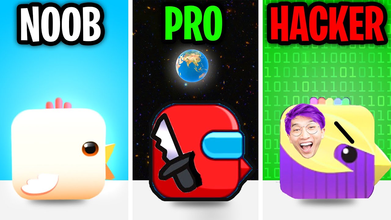 Can We Go NOOB vs PRO vs HACKER In SQUARE BIRD GAME!? (ALL LEVELS!)