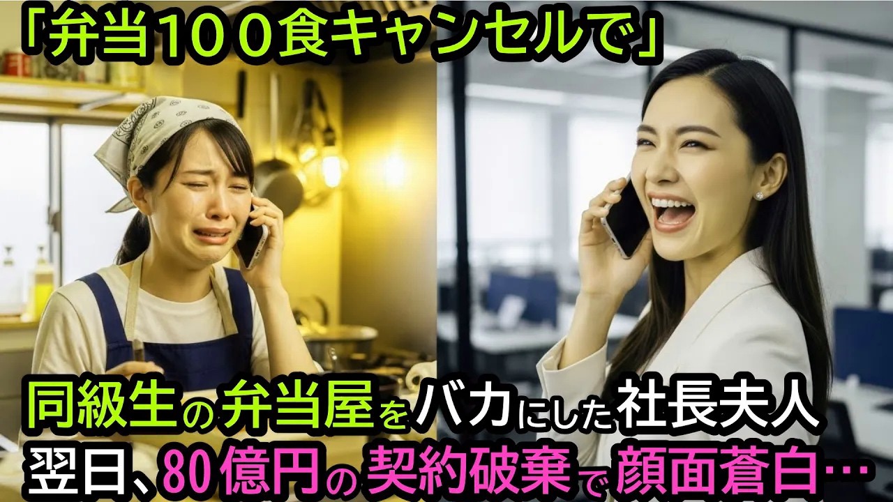 「弁当100食キャンセルで」同級生の弁当屋をバカにした社長夫人。翌日、80億の契約破棄に顔面蒼白…