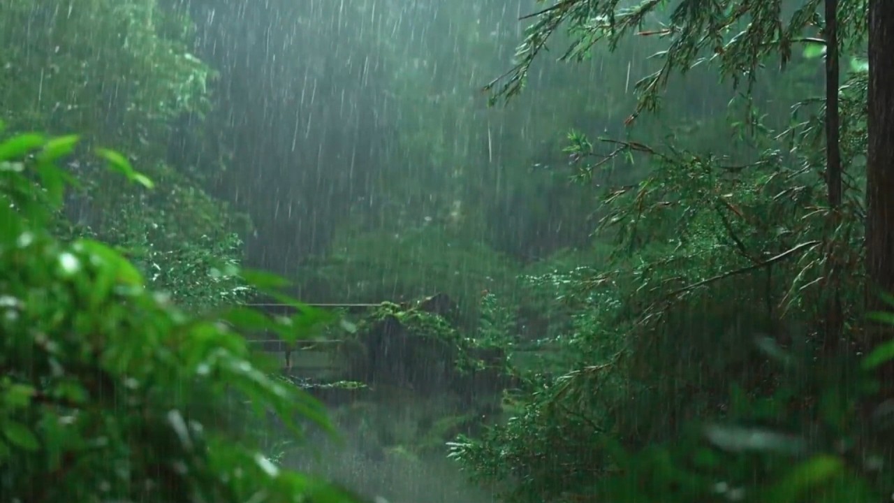Relaxing Rain in Forest Path, Sleep, Relax, Meditation, Asmr, Real Shot