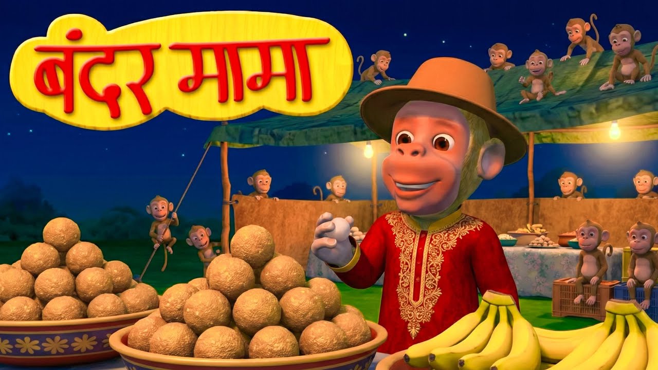 बंदर मामा पहन पजामा | Bandar mama pahan pjama | Top 5 Hindi nursery rhymes kids song