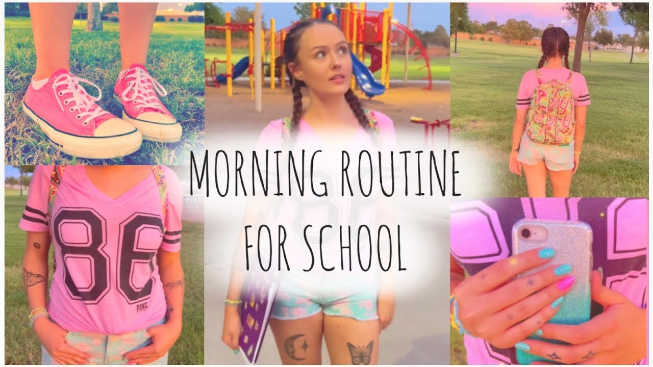 School morning routine 💖📓✏️🍎🛼