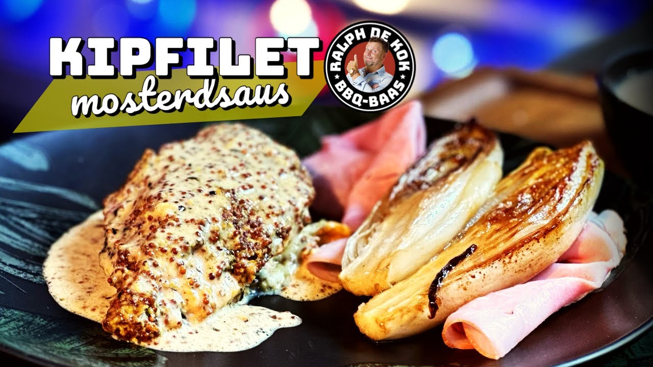 Gevulde KIPFILET met mosterd en witlof op de BBQ