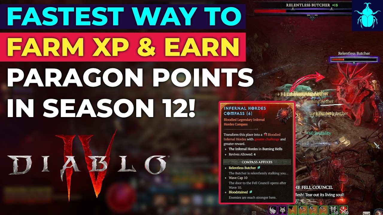 Diablo 4: Самый быстрый способ нафармить опыт и заработать очки Парагона в 12 сезоне (Кровавые Ад...