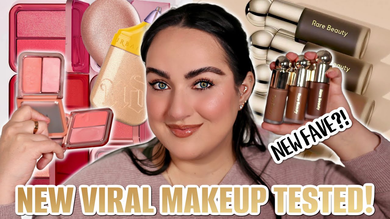 Testing VIRAL Makeup! Rare Beauty Soft Pinch Contour, Natasha Denona Cheek Duo & UD Luminizer! 🌟
