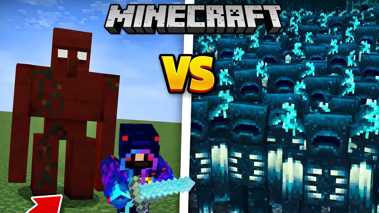 Minecraft blood golem vs 100 warden best battle 😱