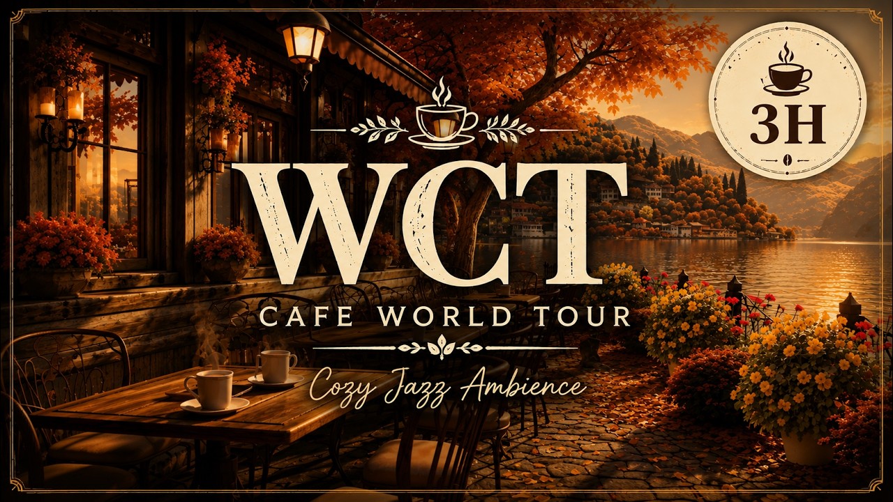 Autumn Lakeside Café ☕ Cozy Jazz & Relaxing Ambience (3 Hours)