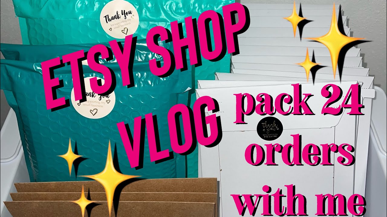 etsy shop vlog!! pack 24 orders with me (making cash envelopes)