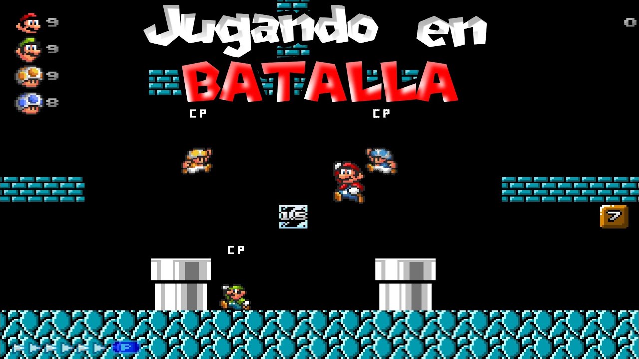 Jugando Batalla contra Bots en Super Mario 4 Jugadores Review