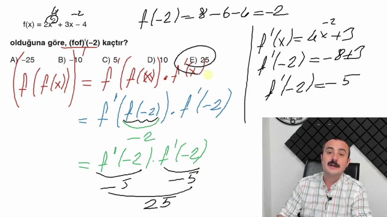 TÜREV TEST 6 ALTIN KİTAP ÇÖZÜMLERİ (MİRAY YAYINLARI AYT MATEMATİK SORU BANK)