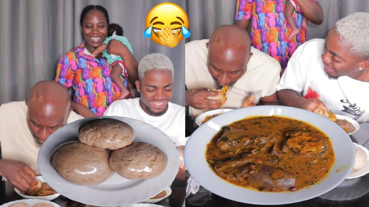 HILARIOUS AFRICAN FOOD MUKBANK CHALLENGE FIRST TO FINISH WIN €50 | FUFU AND OGBONO SOUP MUKBANG