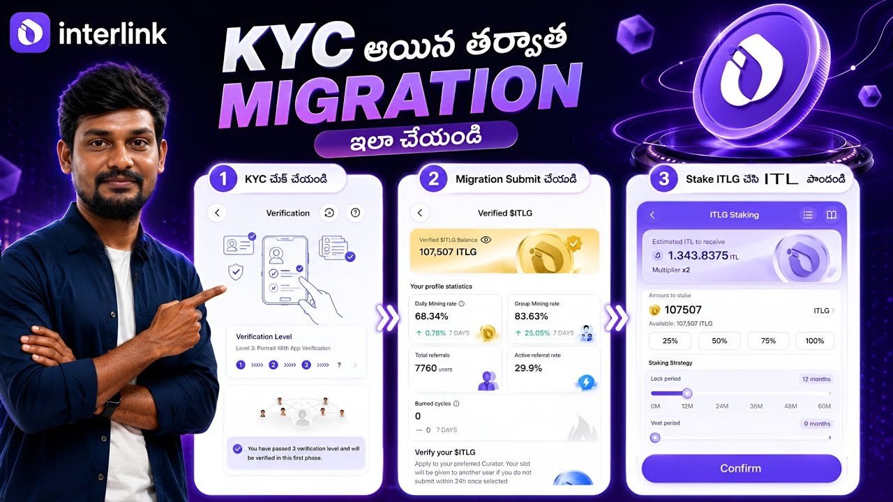 InterLink Verified ITLG migration Process Complete Guide | Locking & Vesting Explained in telugu 