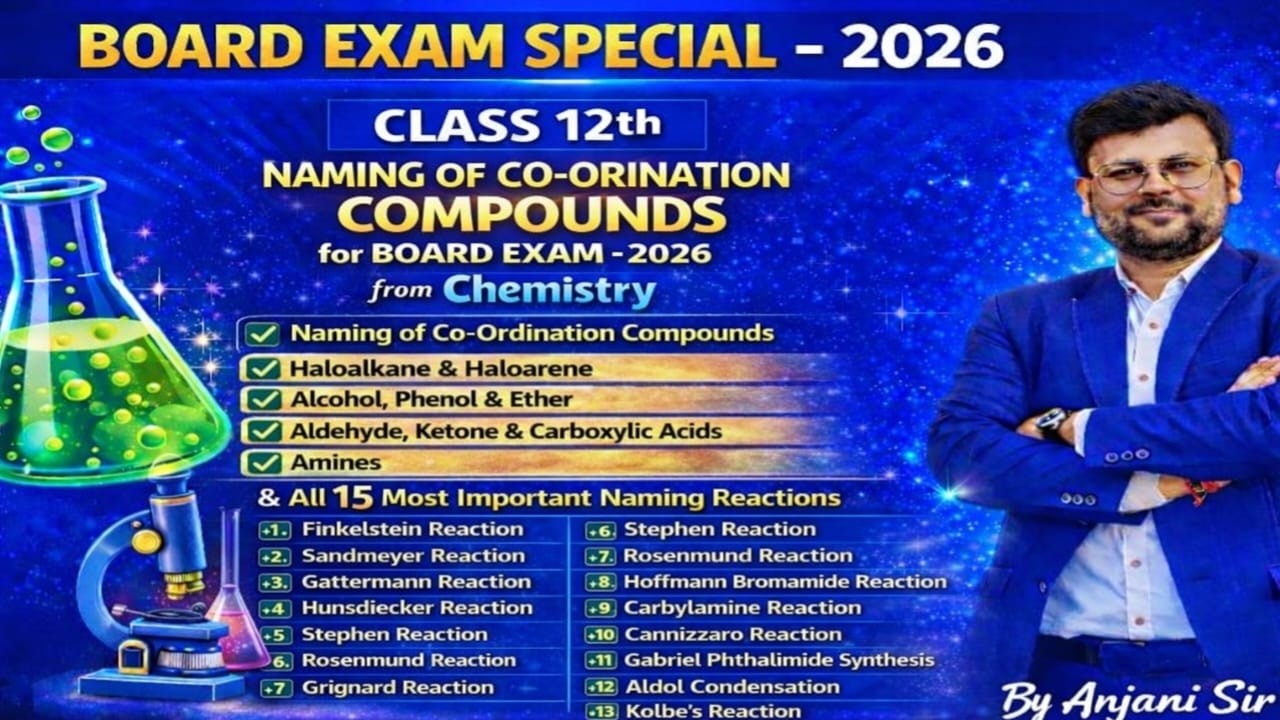 Naming Of Co-ordination Componds & Organic Compounds for Class 12th Board Exam 2026 By Anjani Sir