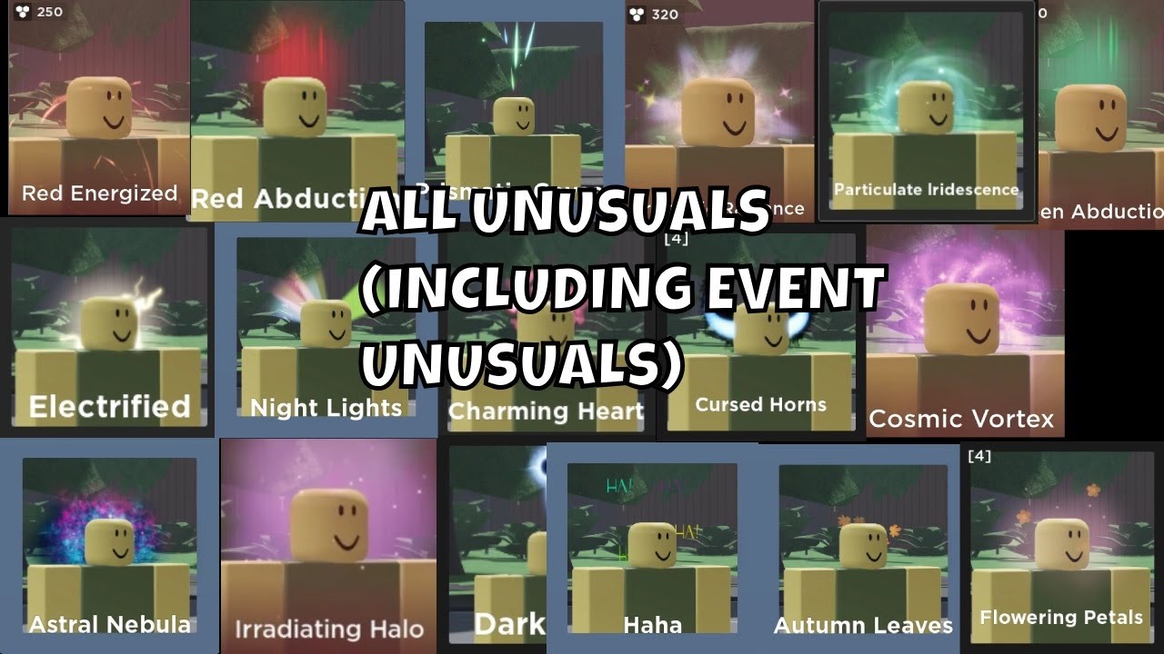 All unusuals in evade showcased in game (Including event unusuals) roblox evade.