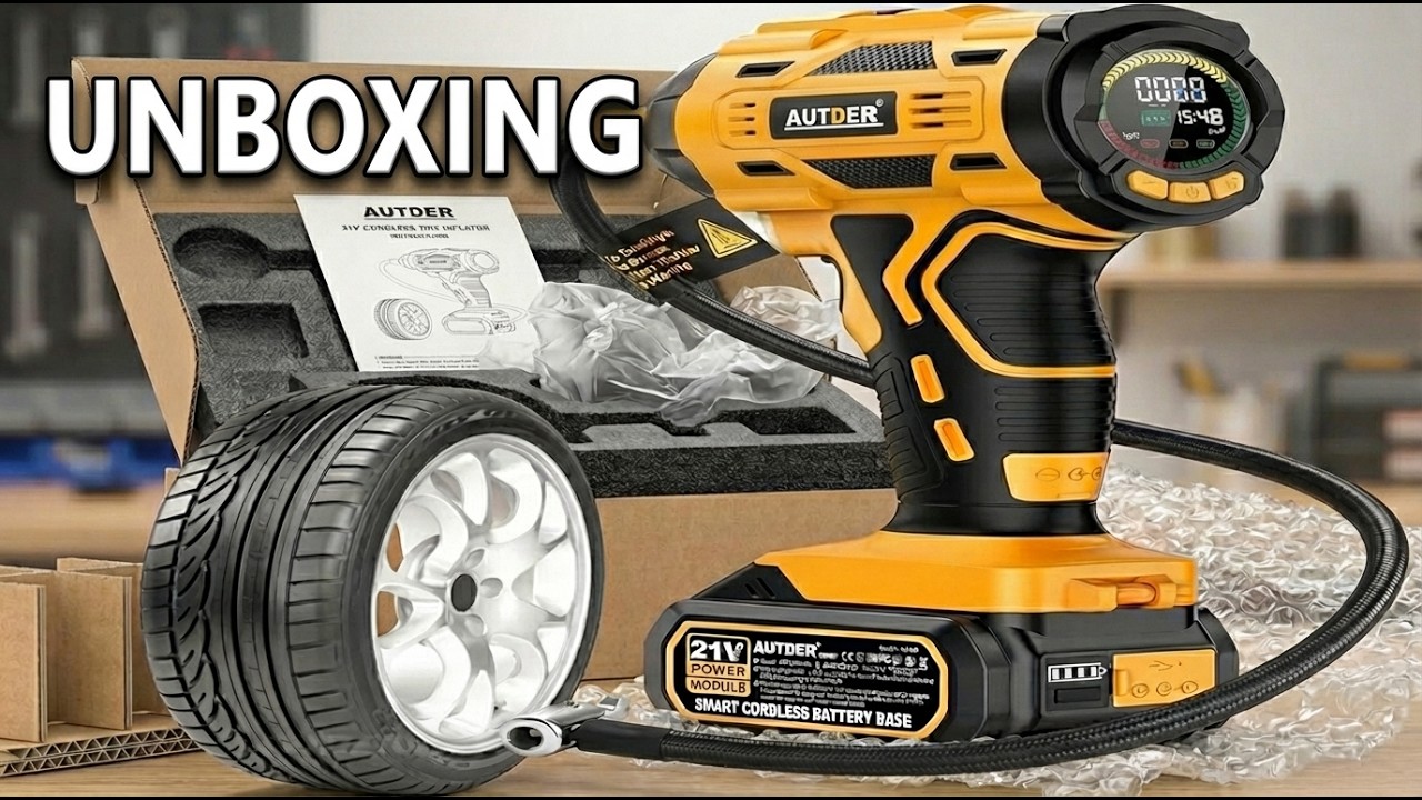 UNBOXING: AUTDER COMPRESSEUR  OU GONFLEUR  (Batterie 21V, 180PSI)