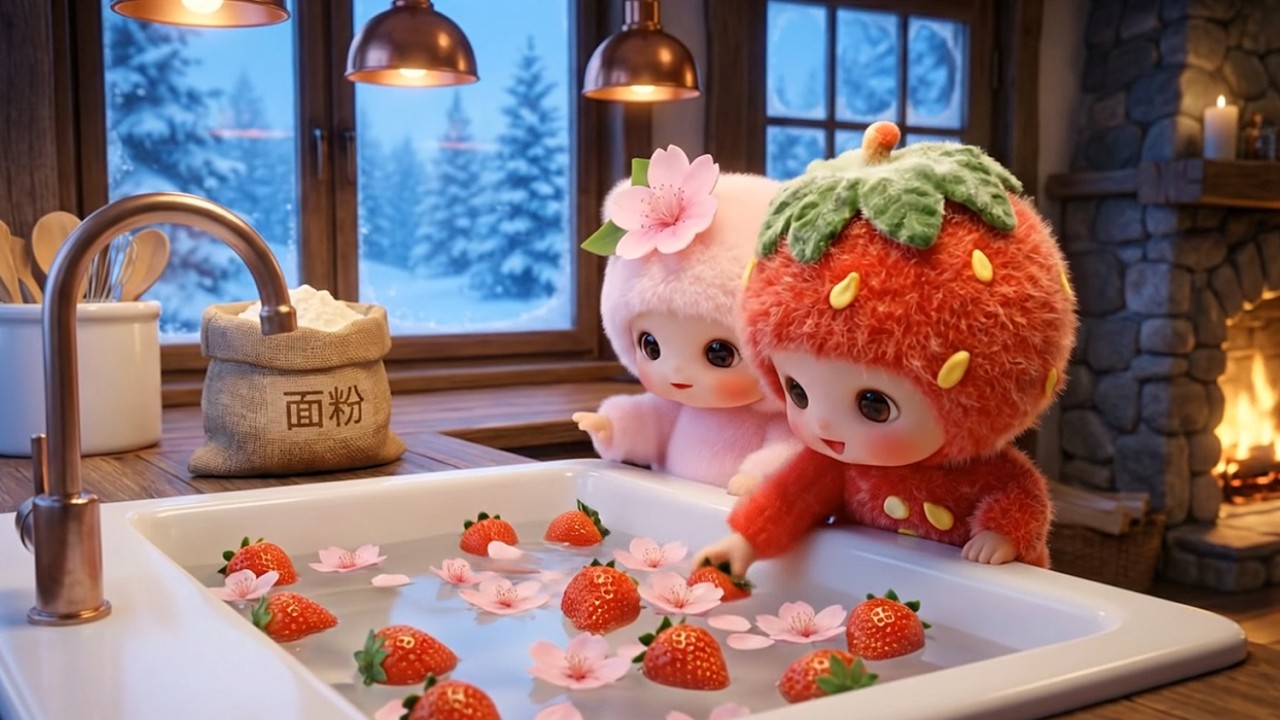 Healing ASMR丨桜大福といちご大福を手作り丨草莓宝宝的深冬甜蜜时光丨Handmaking Mochi! Strawberry Baby's Deep Winter Sweet Time
