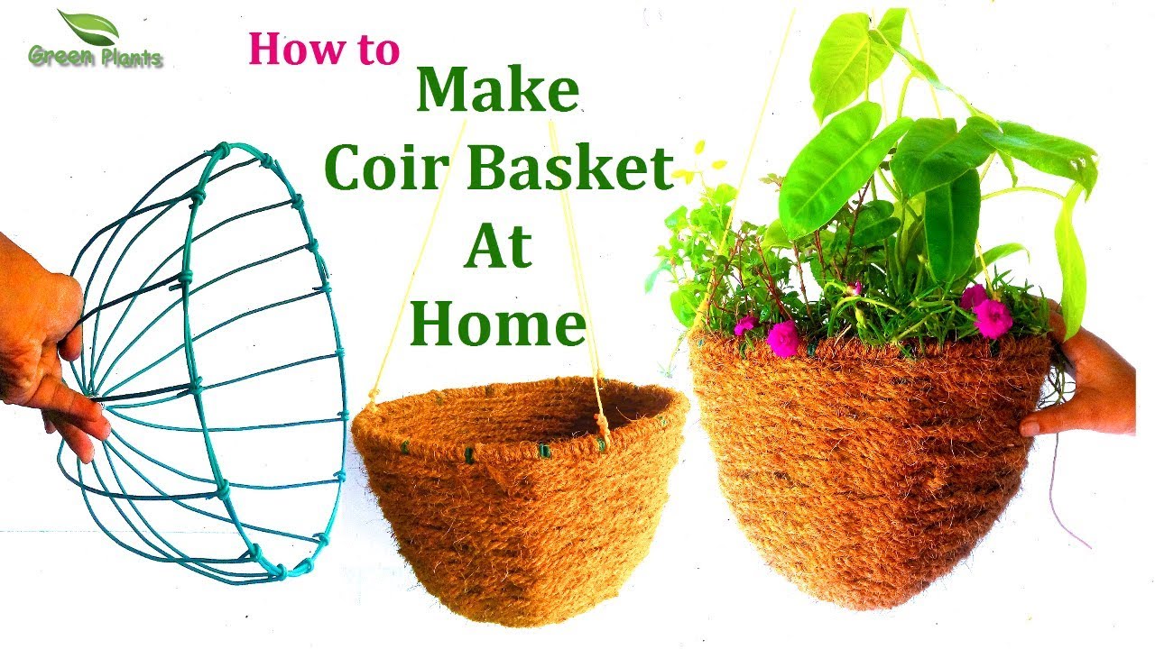 How to Make a Coir Basket at Home Step by Step | Hanging Coir Basket Easy & Cheap Way//GREEN PLANTS