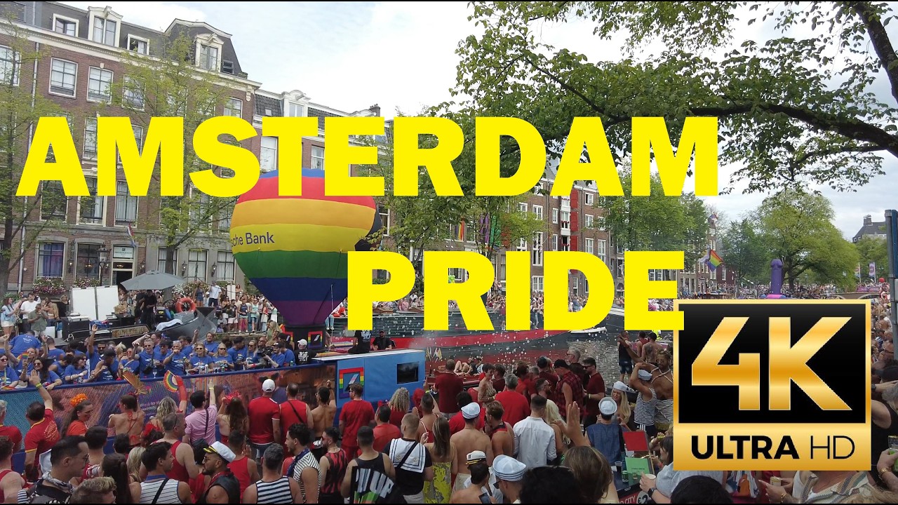 AMSTERDAM Pride canal parade 4K UHD boats 4K ambience 4K 60fps 2026