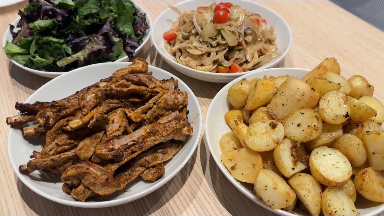 四人晚餐|焗羊肋骨,薯仔,涼拌回香頭，低卡沙律🥗| Easy dinner: lamb ribs, potatoes ,fennel salad. | ￼with English Sub