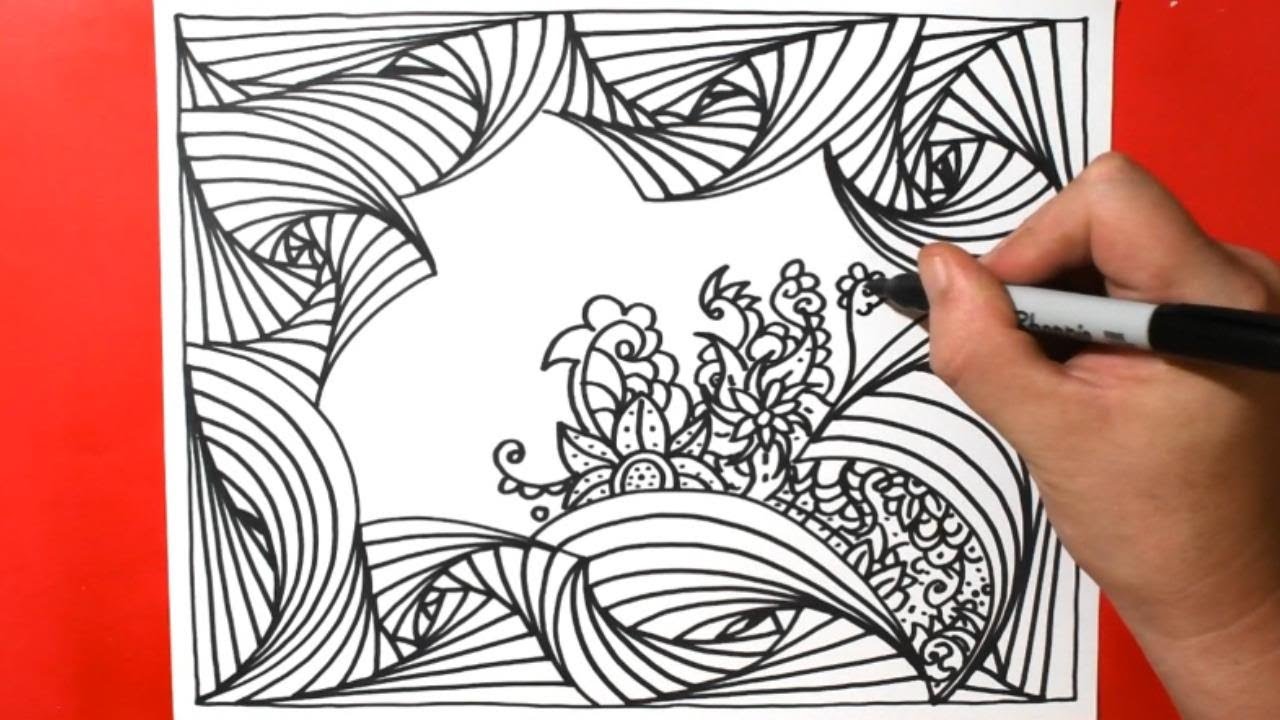 Zen Doodle Art | Spiral Drawing Floral Pattern / Satisfying and Relaxing
