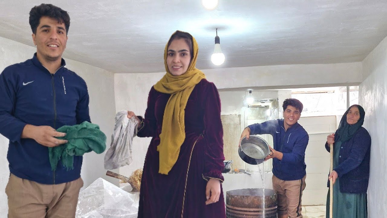 Cleaning Hussein and Fereshteh house with each other's help: a pleasant, romantic and happy day😂🏠