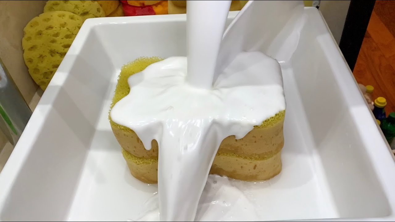 IF YOU CAN'T SLEEP Don't Miss these Blended Dish Soap Squeezes (Super Creamy!!) - sponge ASMR